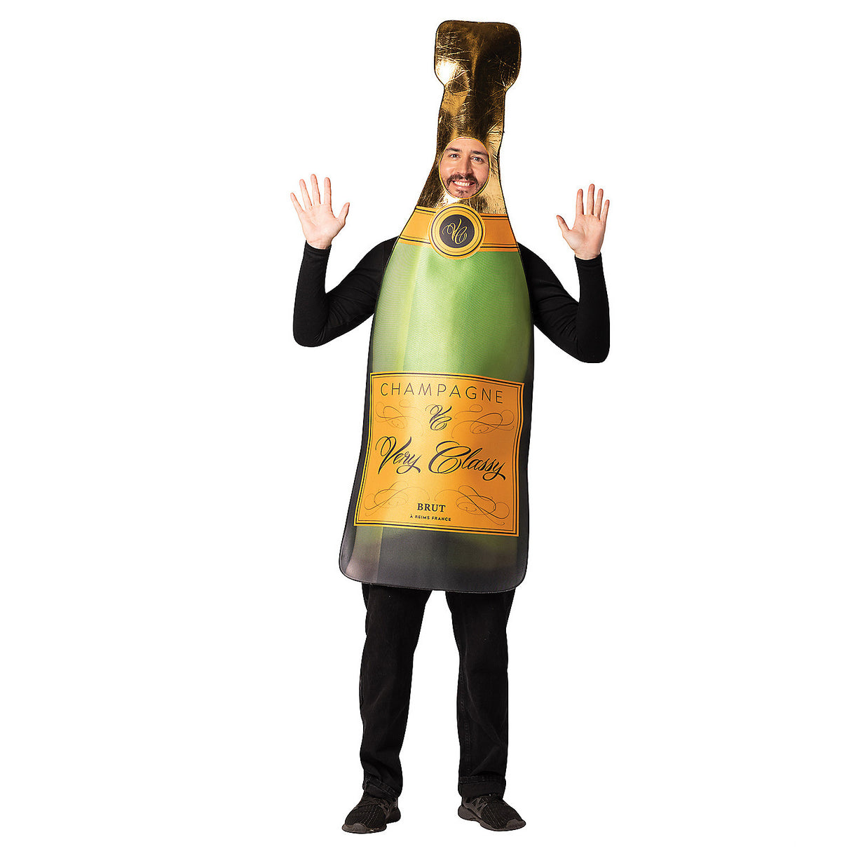 Fun Adults Champagne Bottle Costume for Halloween Parties and Food Themed Celebrations