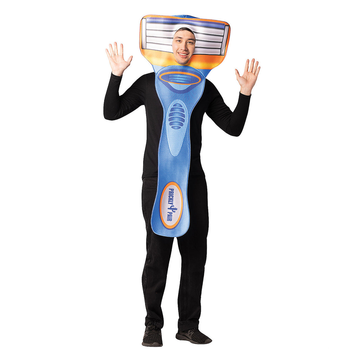 Fun Adults Blue Razor Costume for Halloween Parties and Humorous Dress Up Events