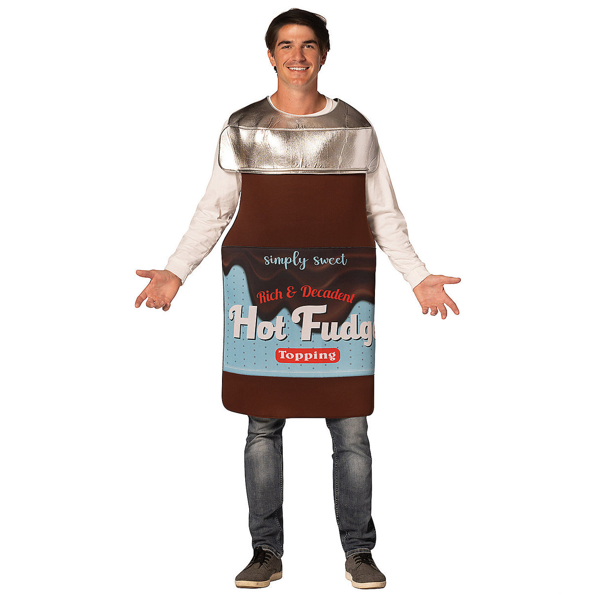 Unique Adults Hot Fudge Sauce Jar Costume for Halloween Parties and Funny Theme Events