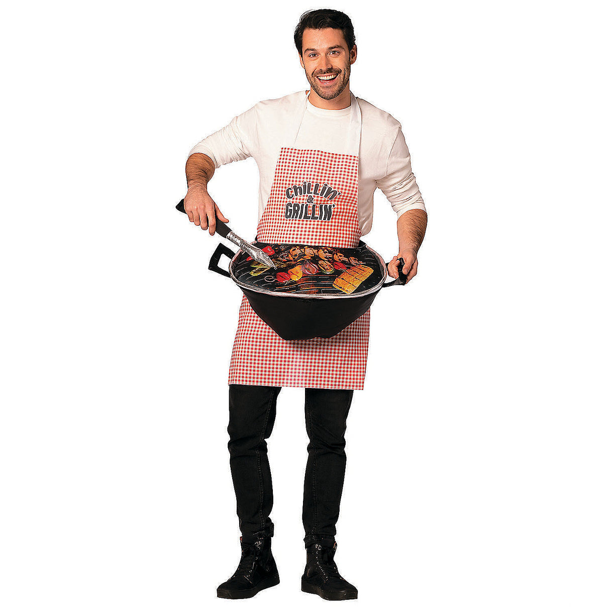 Humorous Adult Grill Master Apron Costume for Halloween Parties Barbecues and Fun Celebrations