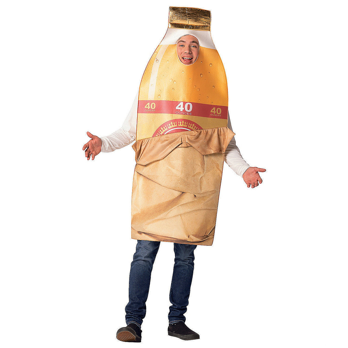 Funny Adult Bottle in Brown Bag Costume for Halloween Parties and Themed Events
