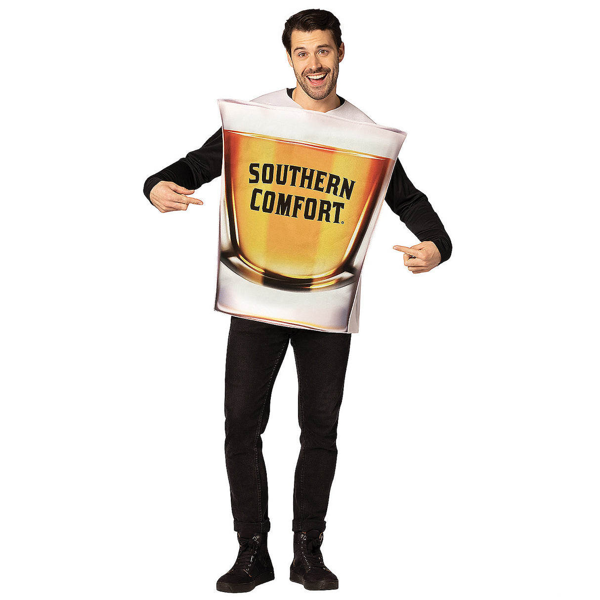 Humorous Southern Comfort Shot Glass Costume for Fun Halloween Parties and Themed Events
