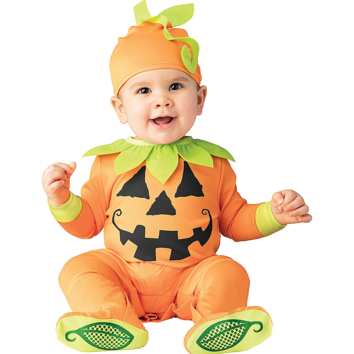 Adorable Infant Jack O Lantern Costume for Halloween Parties and Cute Photo Opportunities