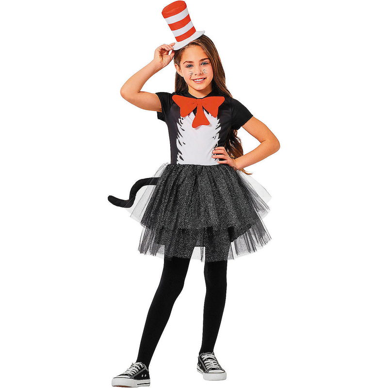 Kids The Cat in the Hat Dress Costume for Halloween Parties and Themed Dress Up Events