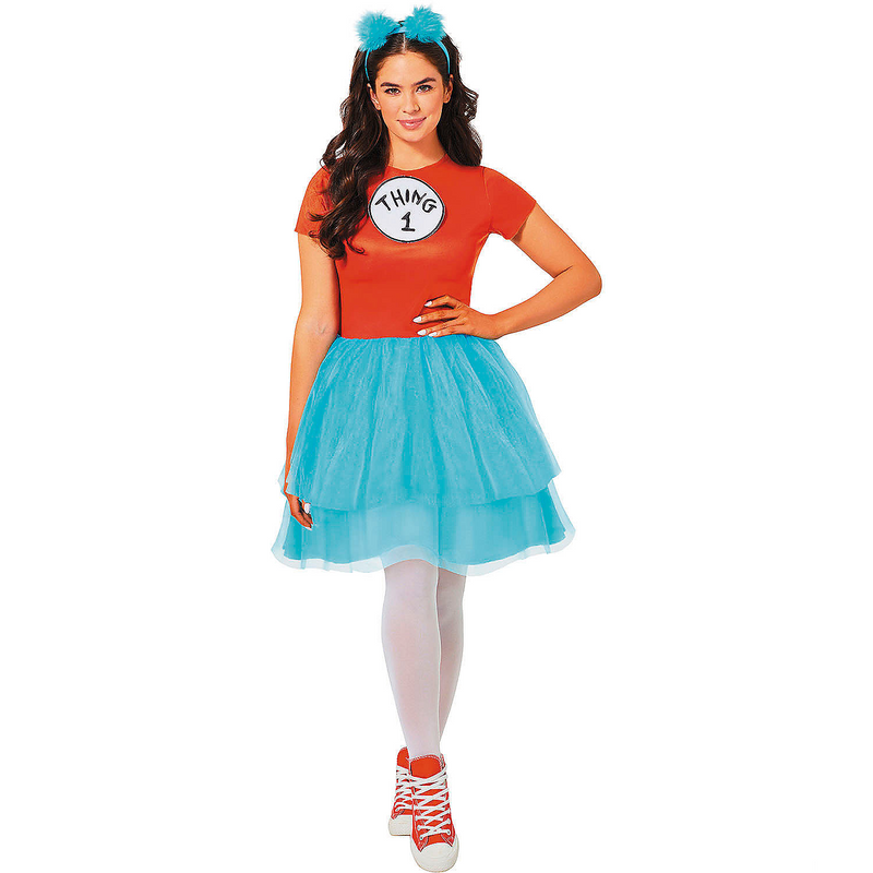 Adult Dr. Seuss Thing 1 Thing 2 dress costume