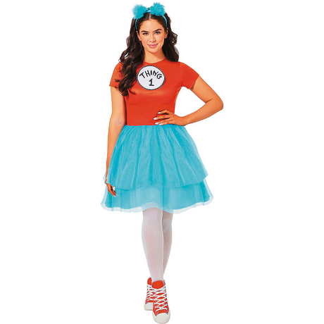 Adult Dr. Seuss Thing 1 Thing 2 dress costume