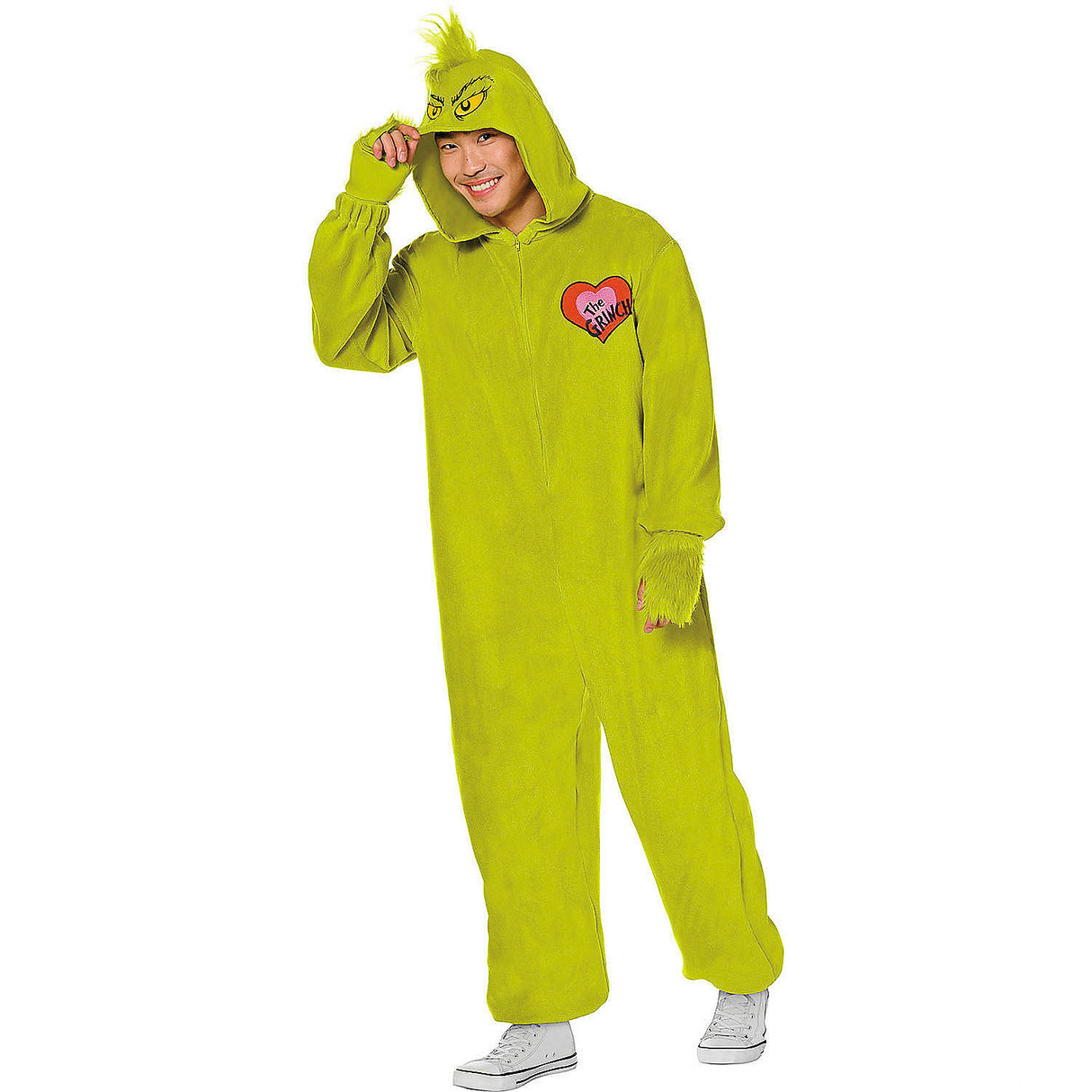 Deluxe Grinch Jumpsuit Costume for Holiday Events and Christmas Themed Parties