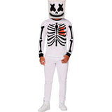Adults Marshmello Skeleton Long-Sleeved T-Shirt Costume for Halloween Parties and Themed Events