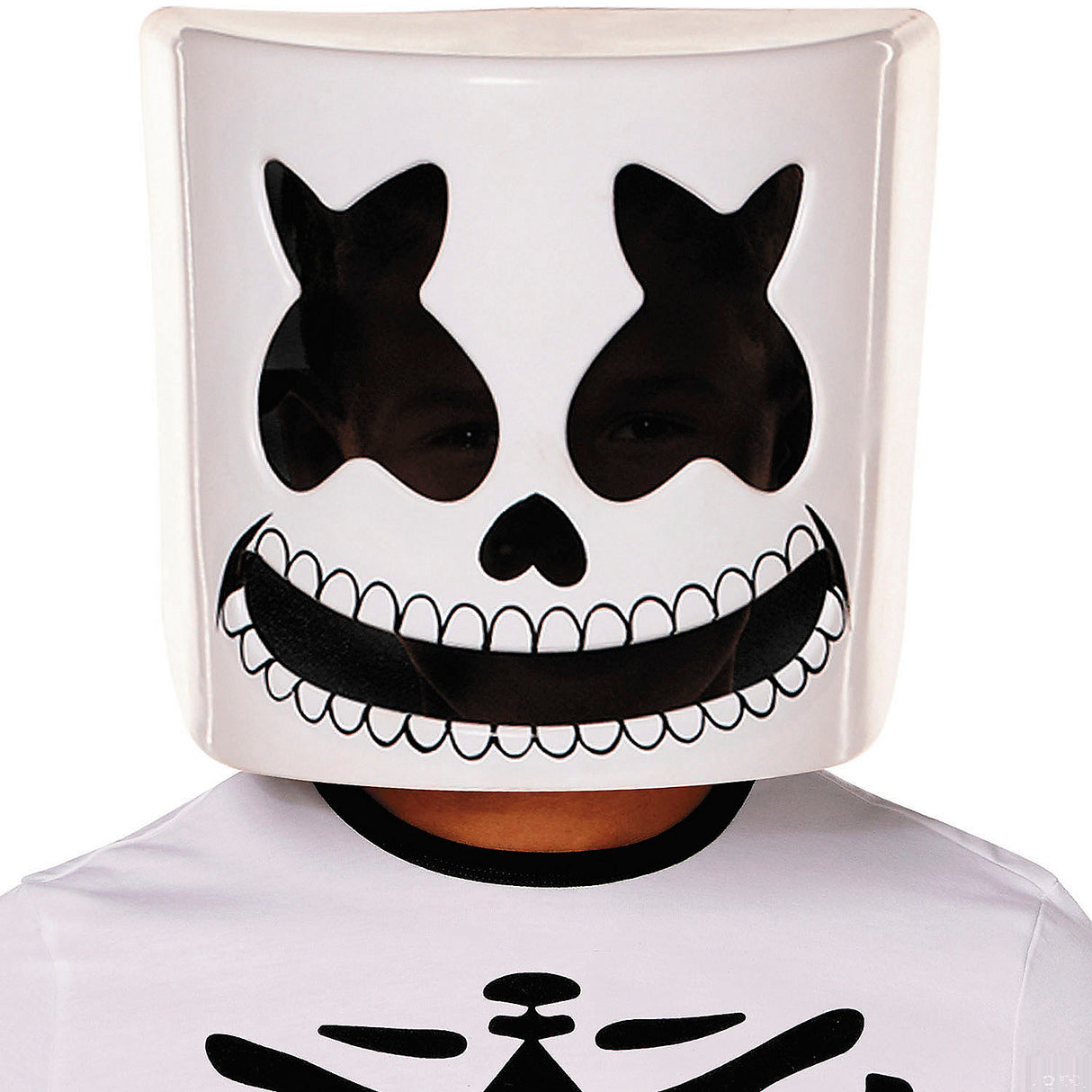 Adults Marshmello Skeleton Long-Sleeved T-Shirt Costume for Halloween Parties and Themed Events