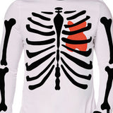 Adults Marshmello Skeleton Long-Sleeved T-Shirt Costume for Halloween Parties and Themed Events