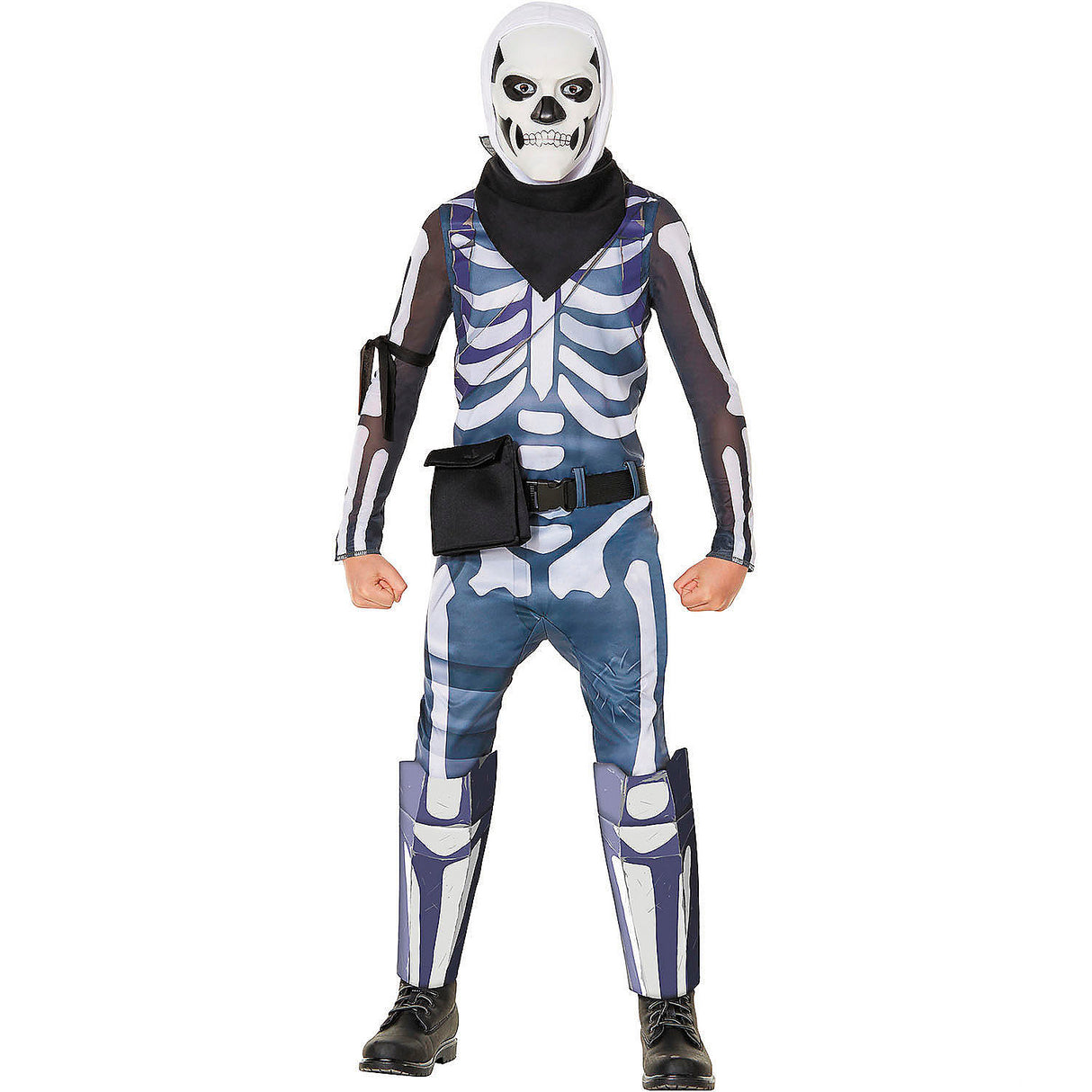 Kids Fortnite Skull Trooper Jumpsuit Costume for Halloween Parties Trick or Treating and Themed Events
