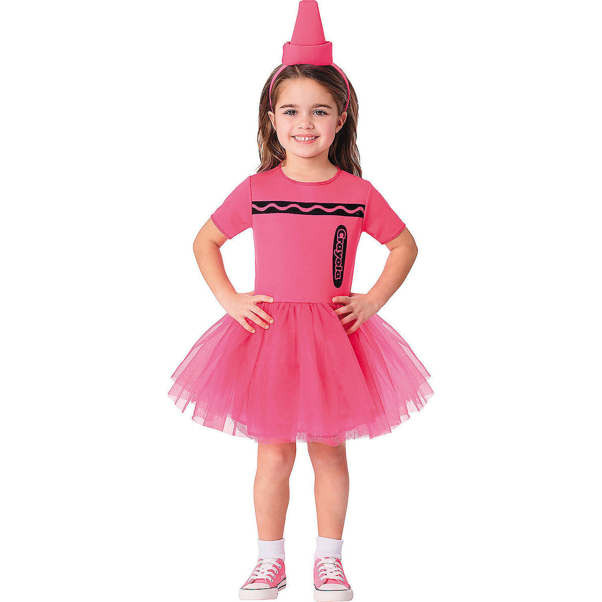 Crayola Pink Crayon Box Dress Costume for Toddler Halloween Events Parties and Dress-Up Fun