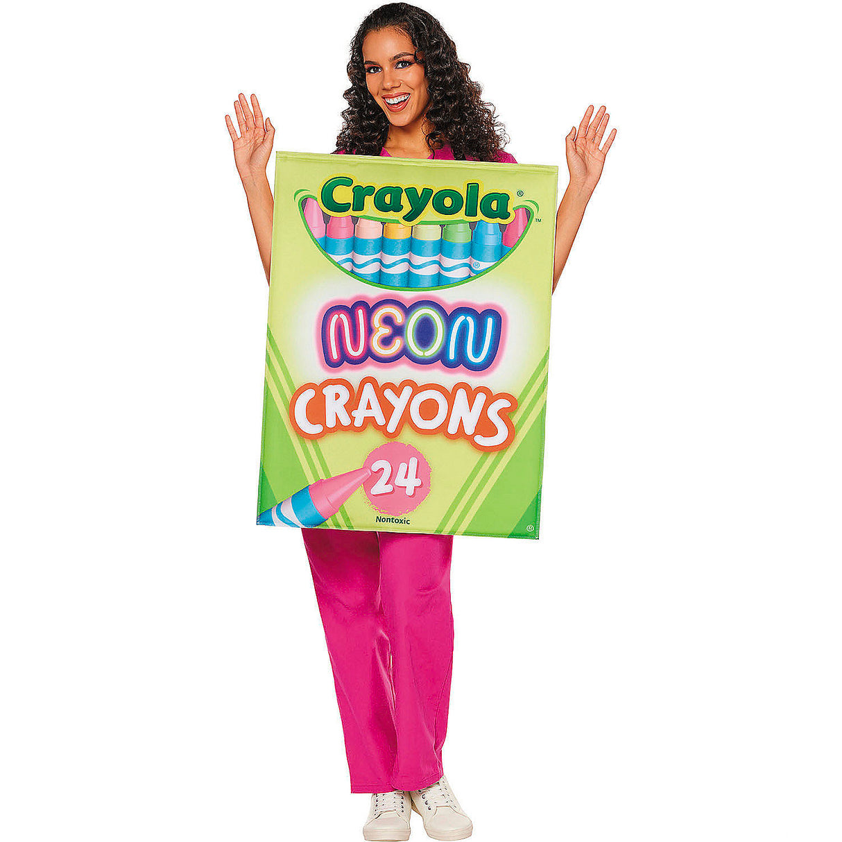 Adults Quick Change Crayola Neon Crayon Box Costume for Halloween Parties and Trick-or-Treating Events