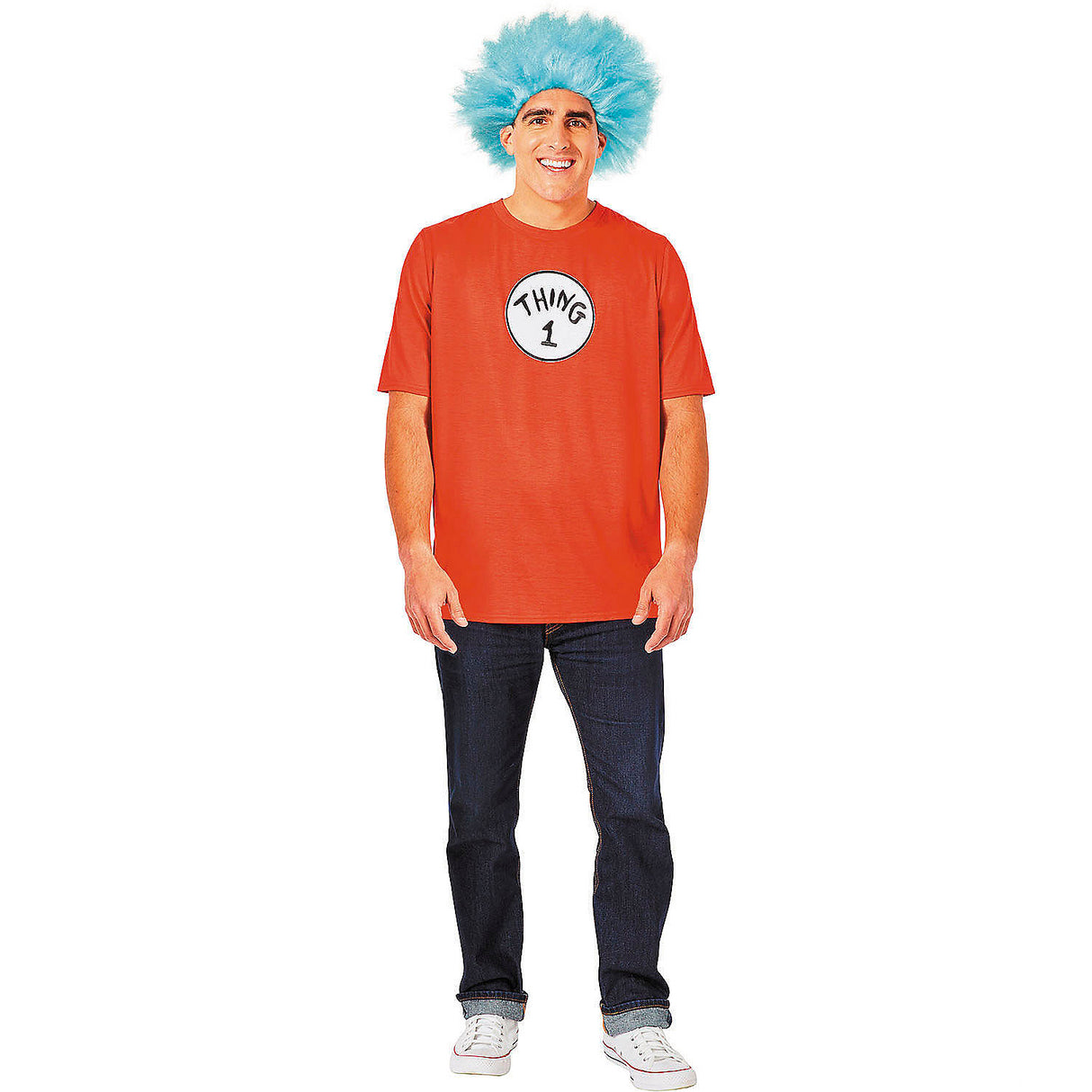 Adults Dr Seuss Thing 1 or Thing 2 T-Shirt Costume Kit for Costume Parties School Events and Trick or Treating