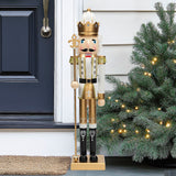 Classic Gold Wood Holiday Nutcracker for Christmas Decor and Festive Celebrations