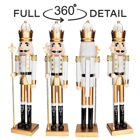 3 Ft. Large Classic Gold Wood Holiday Nutcracker with Scepter