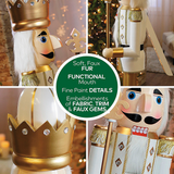 3 Ft. Large Classic Gold Wood Holiday Nutcracker with Scepter