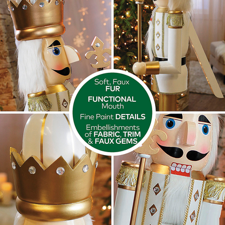 3 Ft. Large Classic Gold Wood Holiday Nutcracker with Scepter