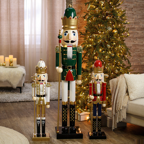 3 Ft. Large Classic Red Wood Holiday Nutcracker with Scepter