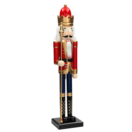 3 Ft. Large Classic Red Wood Holiday Nutcracker with Scepter