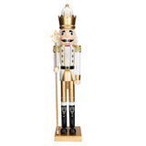 Giant Classic Gold Wood Holiday Nutcracker with Scepter for Festive Home Decor and Christmas Celebrations