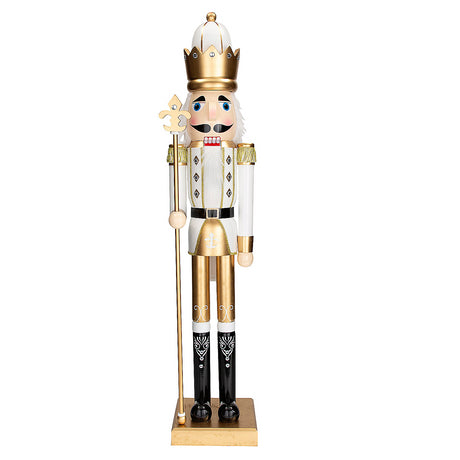 Giant Classic Gold Wood Holiday Nutcracker with Scepter for Festive Home Decor and Christmas Celebrations