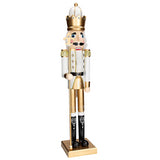 Giant Classic Gold Wood Holiday Nutcracker with Scepter for Festive Home Decor and Christmas Celebrations