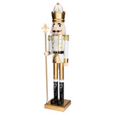 Giant Classic Gold Wood Holiday Nutcracker with Scepter for Festive Home Decor and Christmas Celebrations