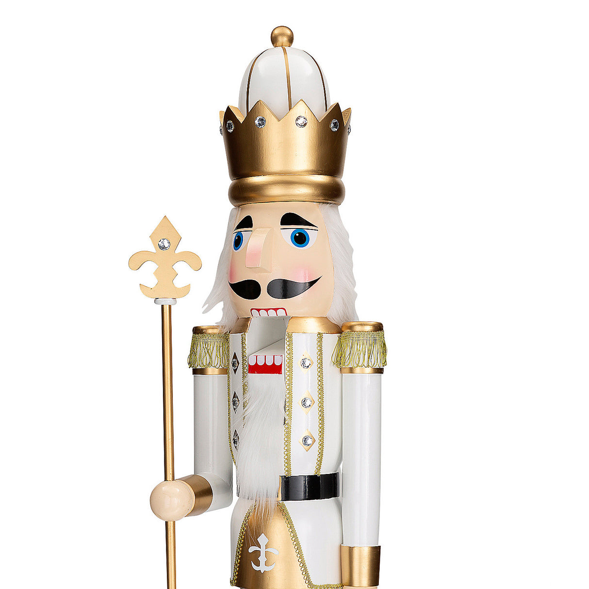Giant Classic Gold Wood Holiday Nutcracker with Scepter for Festive Home Decor and Christmas Celebrations