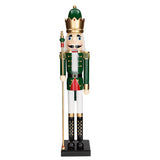 Giant Classic Green Wood Holiday Nutcracker with Scepter for Festive Celebrations and Christmas Events