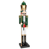 Giant Classic Green Wood Holiday Nutcracker with Scepter for Festive Celebrations and Christmas Events