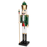 Giant Classic Green Wood Holiday Nutcracker with Scepter for Festive Celebrations and Christmas Events