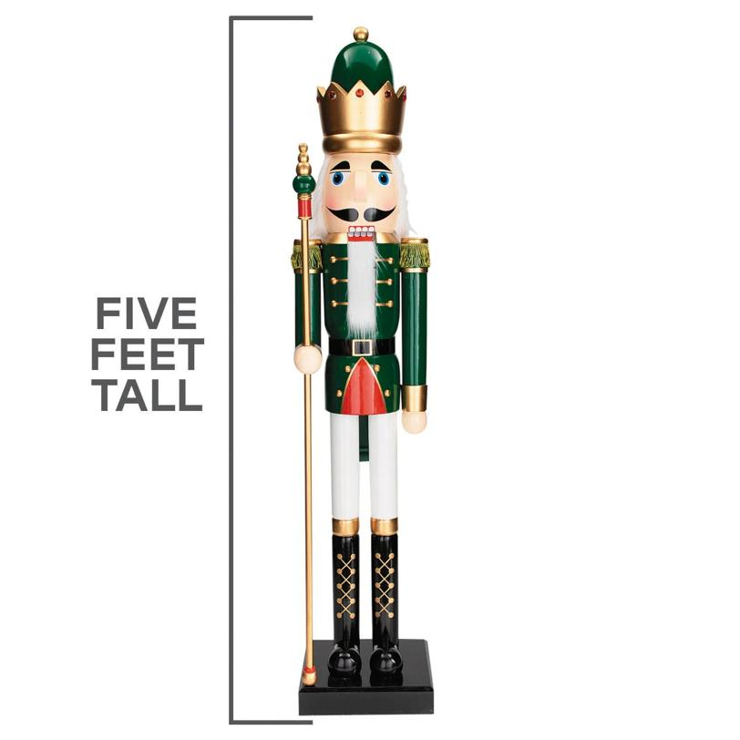 5 Ft. Giant Classic Green Wood Holiday Nutcracker with Scepter