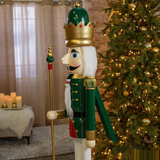 5 Ft. Giant Classic Green Wood Holiday Nutcracker with Scepter