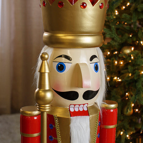 Giant Classic Red Wood Holiday Nutcracker for Christmas Decor Parties Festivities and Celebrations