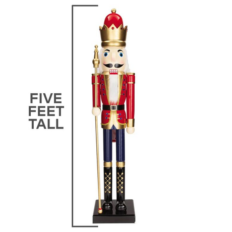5 Ft. Giant Classic Red Wood Holiday Nutcracker with Scepter