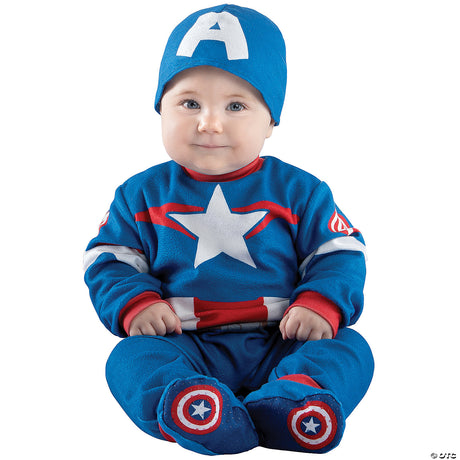 Adorable Capt America Steve Rogers Infant Costume for Halloween Parties Family Photos and Themed Events