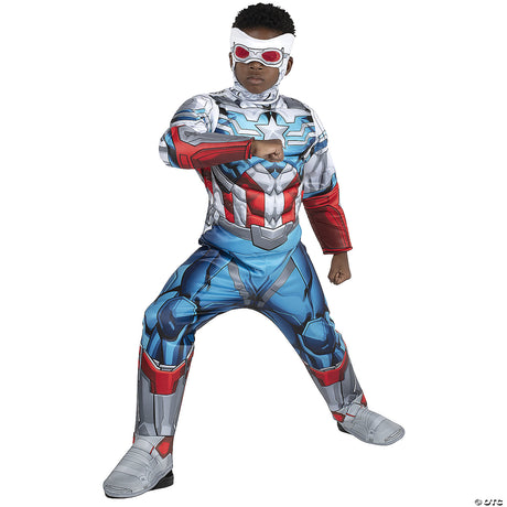 Transformer Capt. America Sam Wilson Child Qualux Costume for Halloween Parties and Superhero Adventures