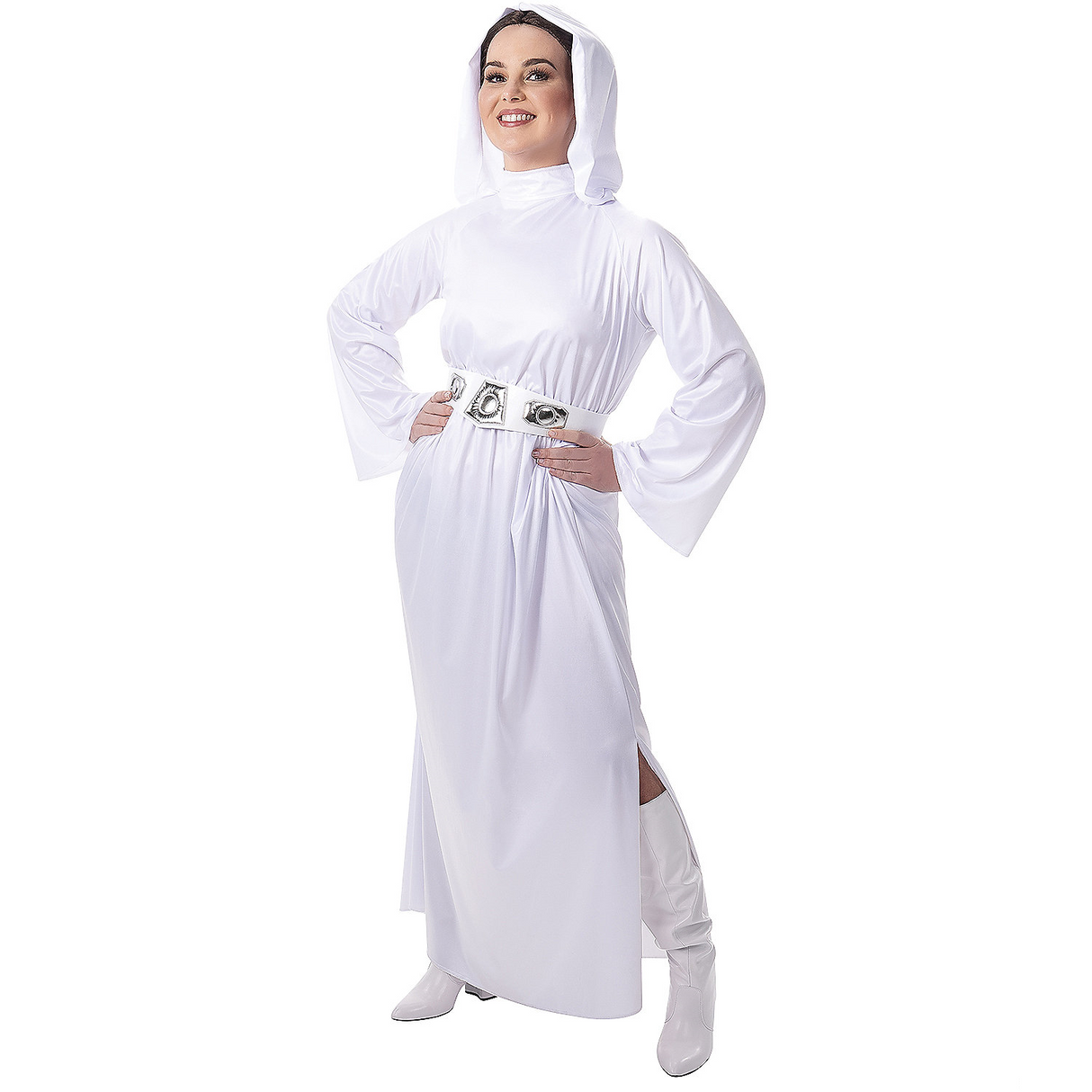 Princess Leia Adult Hooded Costume for Halloween Parties and Star Wars Cosplay Events