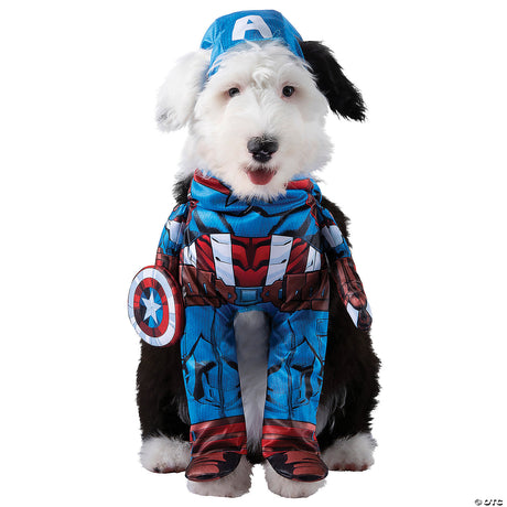 Captain America Pet Costume for Superhero Themed Events and Halloween Celebrations