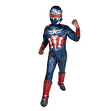 Kids Captain America Jumpsuit Costume for Halloween Celebrations Comic Con and Superhero Dress Up Events