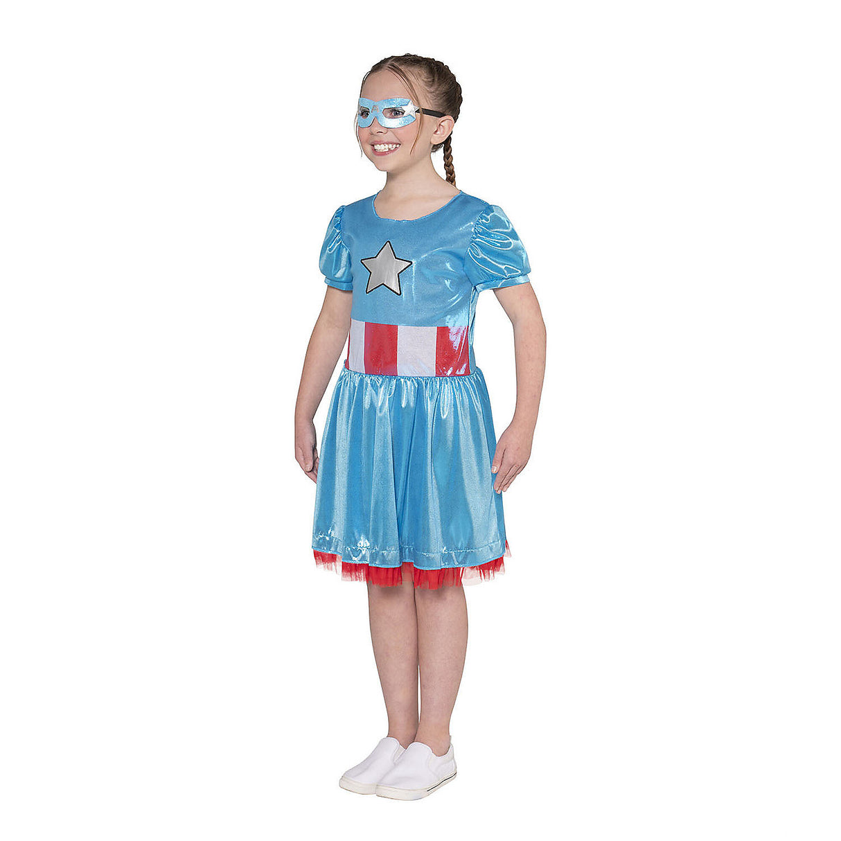 Stunning Kids Captain America Dress Costume for Superhero Halloween Parties and Dress Up Events