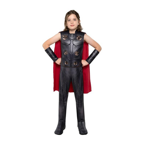 RADYAN Kids Thor Jumpsuit Costume with Cape and Gauntlets - Officially licensed Marvel product from Jazwares