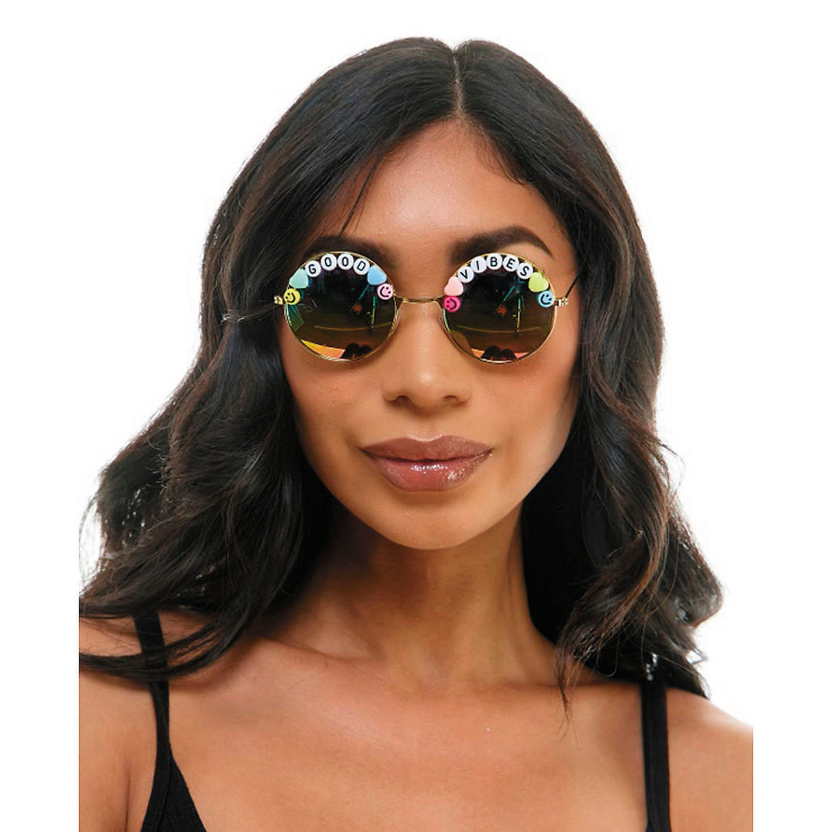 Playful Friendship Bead Good Vibes Sunglasses for Summer Parties Beach Days and Fun Outdoor Activities