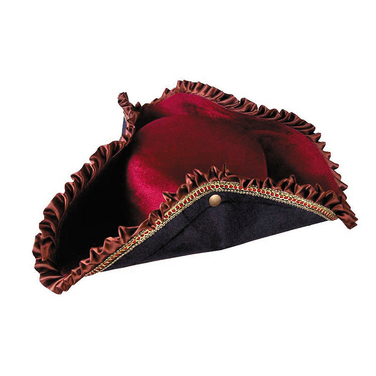 Deluxe Adults Burgundy Pirate Hat with Gold Trim for Halloween Costume Parties and Pirate-Themed Events