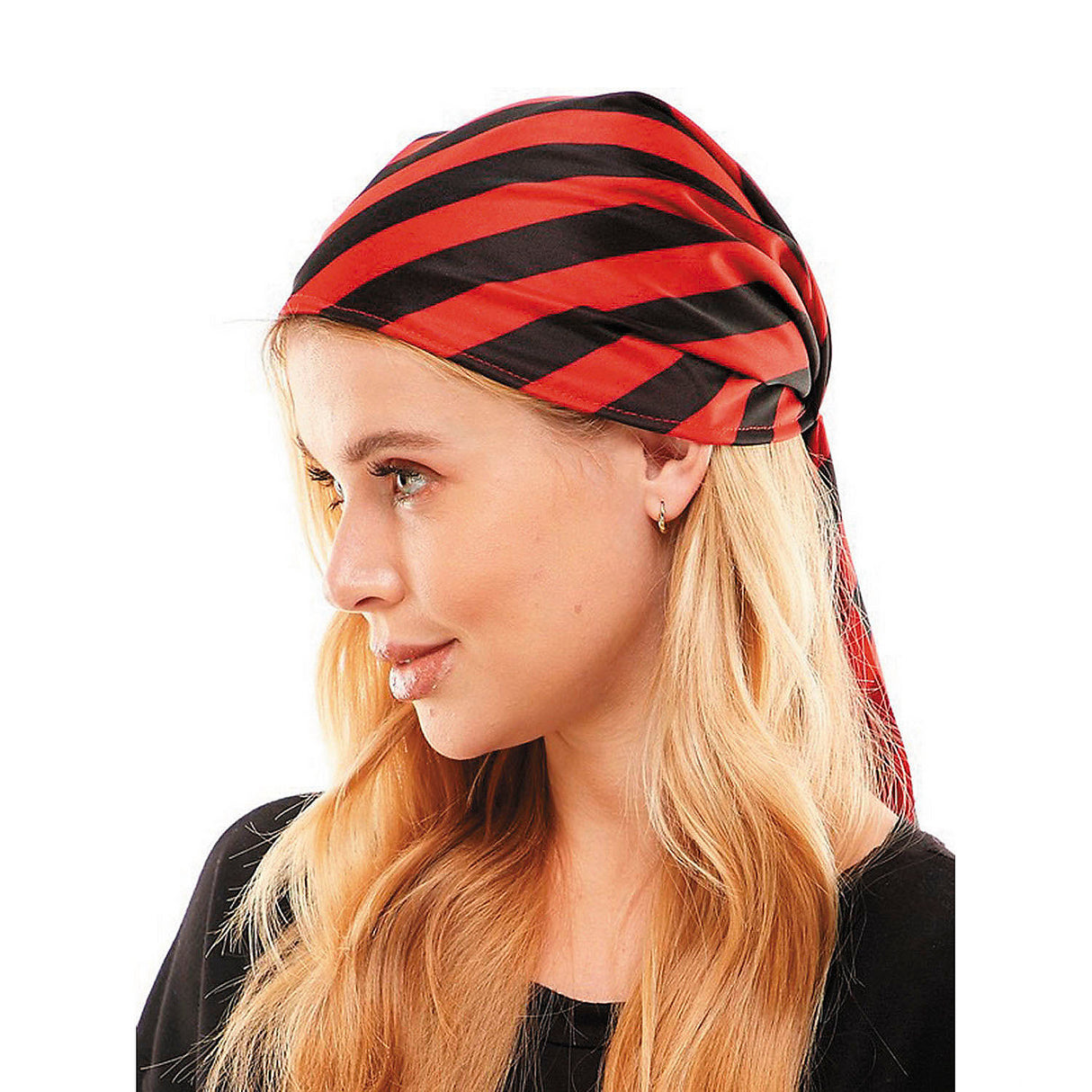 Stylish Adults Red and Black Striped Pirate Bandana for Pirate Costumes Halloween Parties and Themed Events