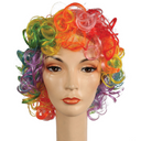 Peluca deluxe rizada vibrante de payaso para fiestas de Halloween y actuaciones teatrales