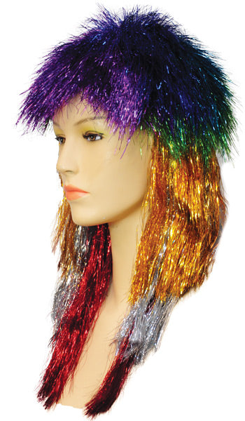 Vibrant Long Punk Tinsel Wig for Costume Parties and Themed Events