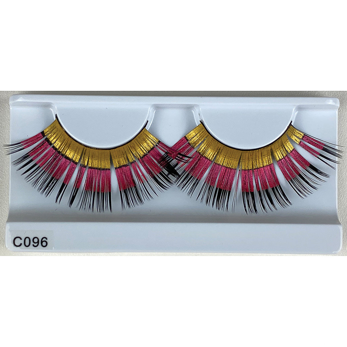 Extra Large Gold Pink and Black Striped Eyelashes for Halloween Makeup and Costume Enhancements