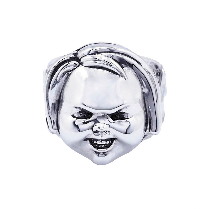Child's Play 2T Chucky Face Plated Brass Ring for Halloween Gifts and Spooky Decor